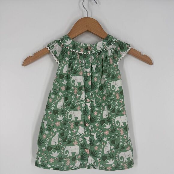 Baby Boden Jungle Print Dress in Green | Size 12-18 Months - Picture 2 of 6